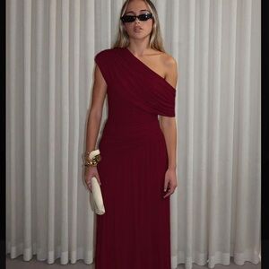 New Burgundy Off the Shoulder Dress